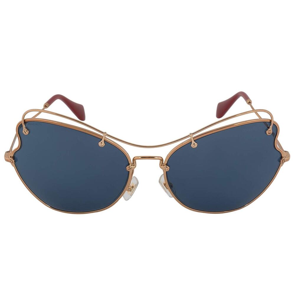 Miu Miu Designer Cat Eye Sunglasses Antique Gold Frame Blue Lens MU56RS 7OE1V1